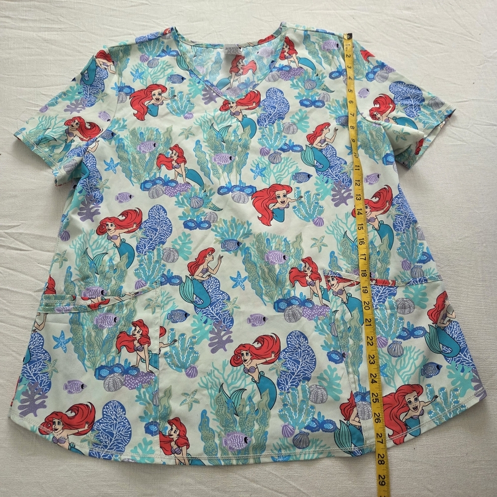 Disney Scrub Tops Bundle XL Little Mermaid Lilo & Stitch Shirts Womens Ariel - Picture 10 of 15